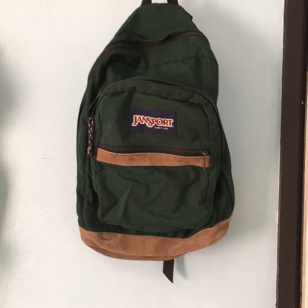 Jansport forest green old school vintage backpack